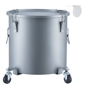 Fryer Grease Bucket, 16 Gal Oil Disposal Caddy with Caster Base, Carbon Steel Rust-Proof Coating, Oil Transport Container with Lid, Lock Clips