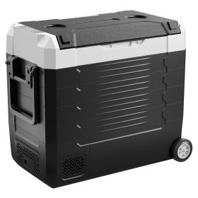 Car Refrigerator, DC 12/24V AC100-240V Compressor Electric Cooler, -4Â°F to 68Â°F Truck Refrigerator with APP Control, Wheels & Dual Zone (specification: 55 L)