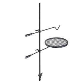 Swivel Campfire Grill, Fire Pit Grill Grate over Fire Pits, Heavy Duty Steel Grill Grates, 360Â° Adjustable Open Fire Outdoor Cooking Equipment (Baking Tray Shape: Round)